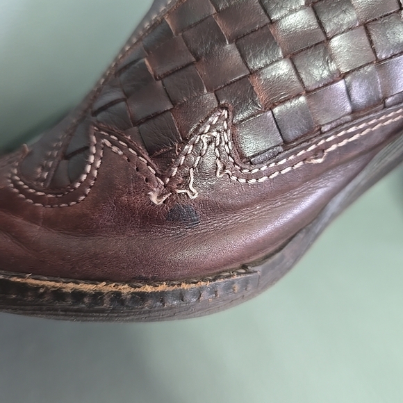 Sesto Meucci Brown Woven Calf Leather Western‎ Mules Heels Booties Sz 7.5 Italy - Picture 12 of 12